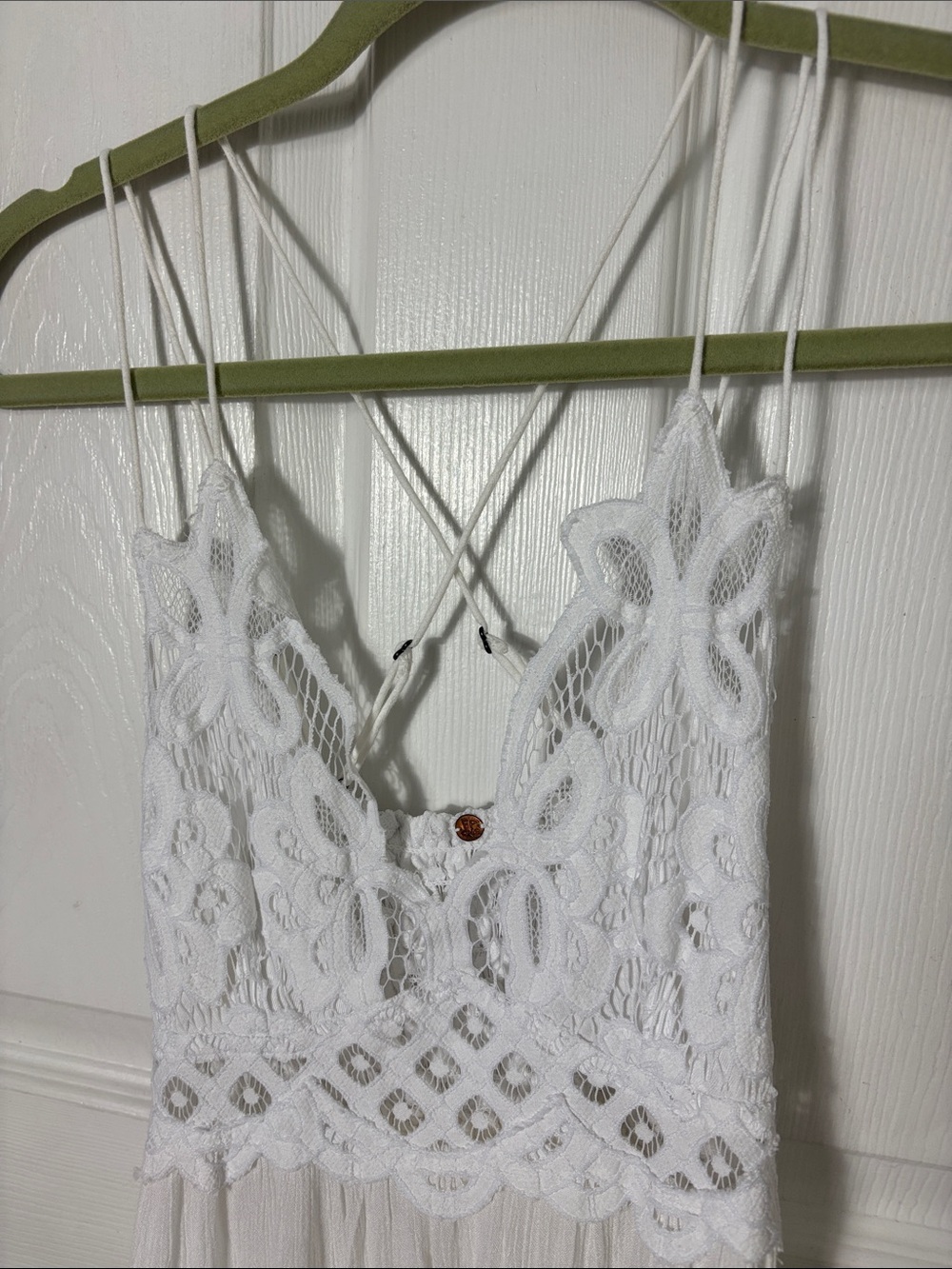 FREE PEOPLE FP One Adella Slip Dress Solid White Bride Lace Mini Ruffles Small - Picture 8 of 12